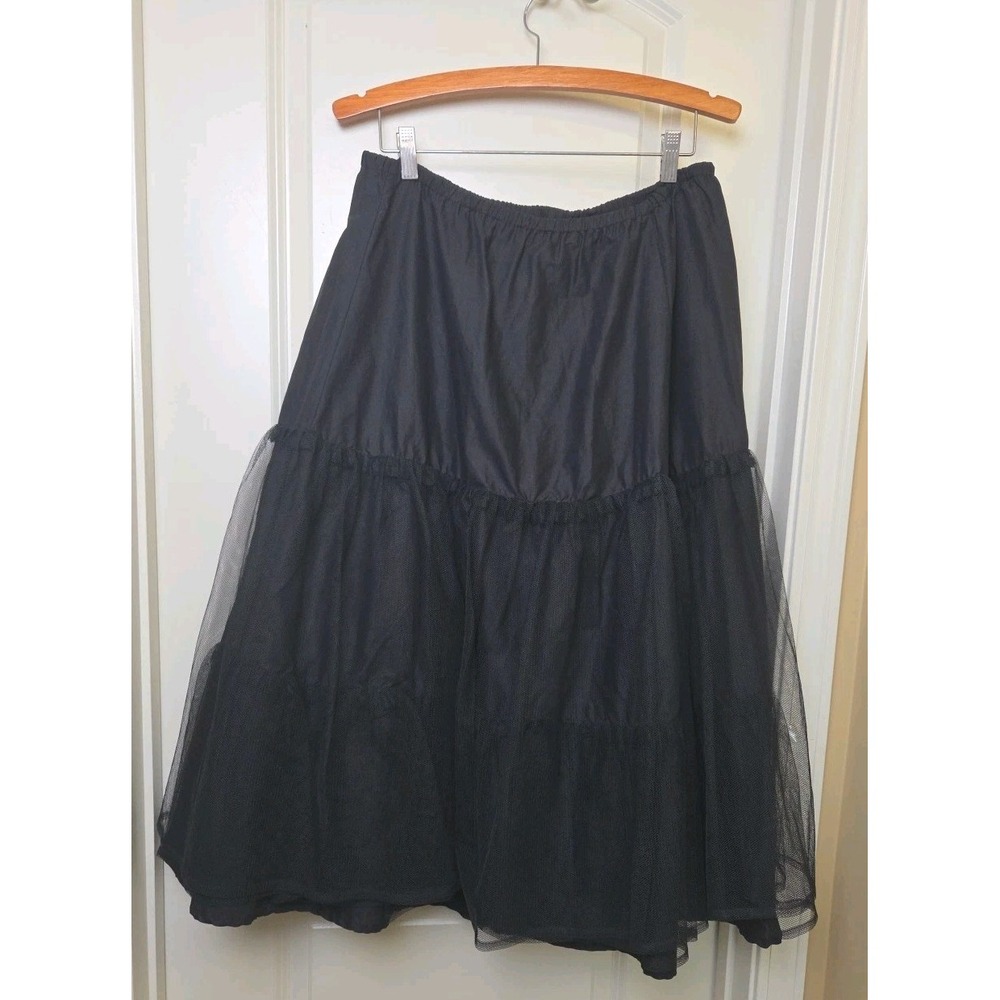 Vtg Laura Ashley Petticoat Black Cotton Tulle Great Britain 80s 90 Whimsygoth - Picture 2 of 15